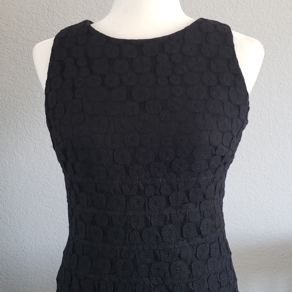Anne Klein Classy Black Animal Print Lace Overlay Dress Size 4